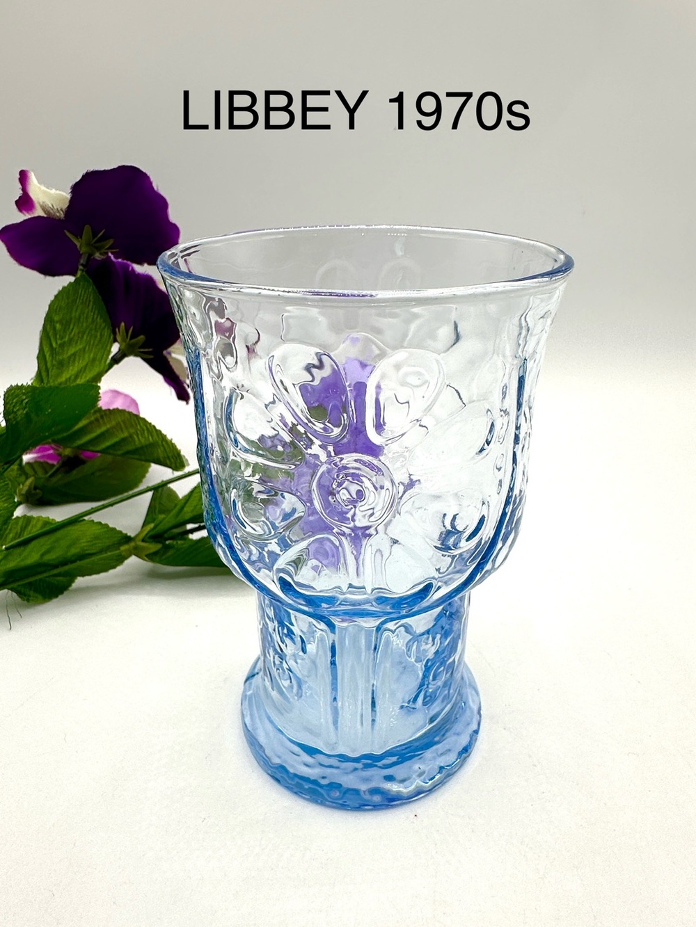 Libbey Country Garden Blue 1975 Tumbler
